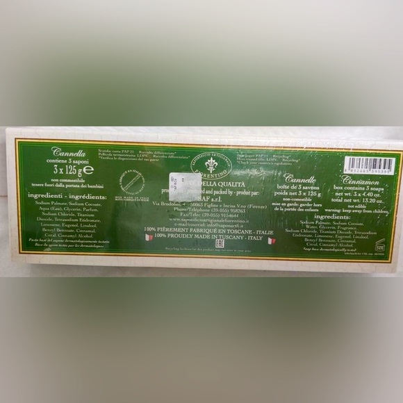 NWT NIB Saponificio Artigianale Fiorentino Buon Natale Italian Soap Cinnamon - Picture 4 of 5